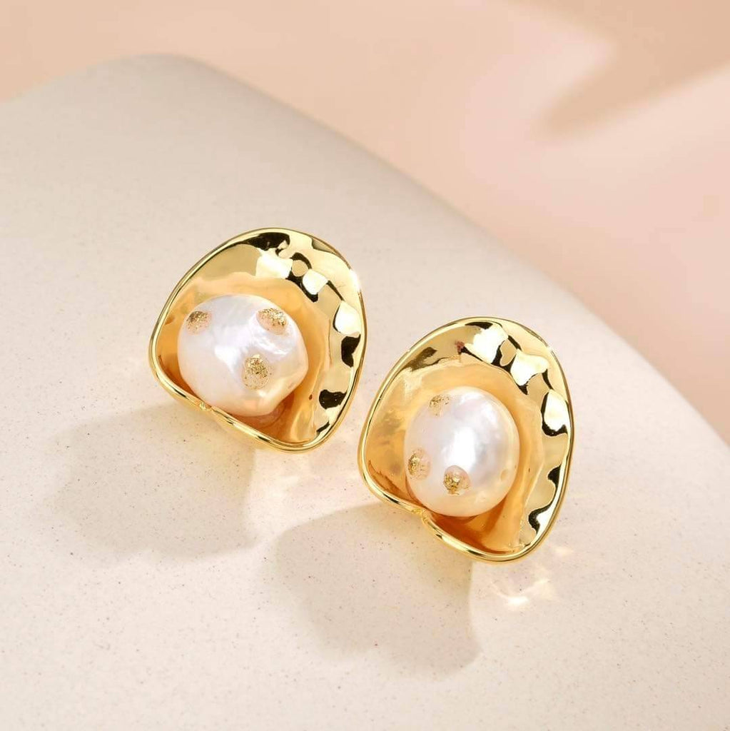 Elegant Baroque Pearl Earrings with 18k Gold Plated-Earrings-Vila veloni corp