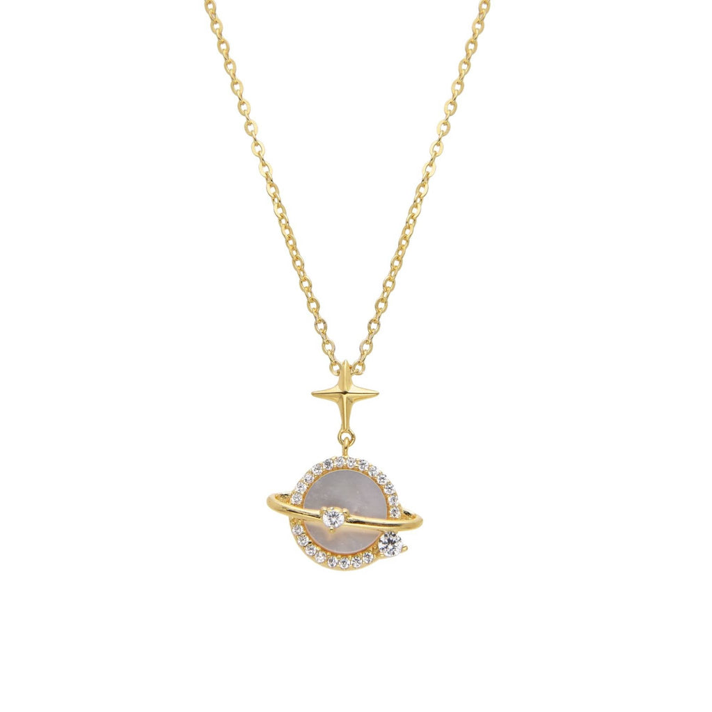 Elegant Necklace with Star and Heart in 925 Silver with 18k Gold Plated and Zirconia-Necklaces-GULI GULI