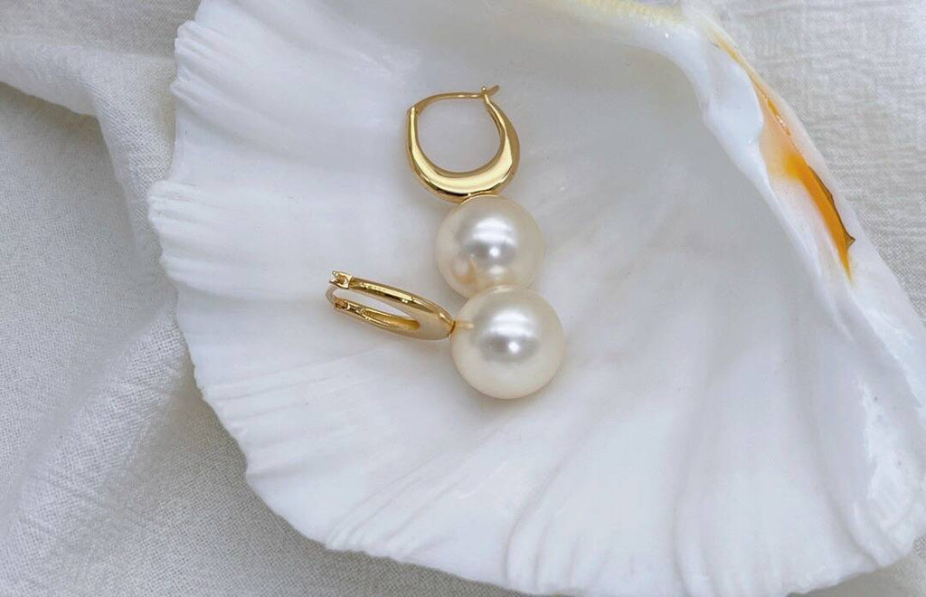 Elegant and Modern Pearl Earrings in 925 Silver with 18k Gold Plated-Earrings-GULI GULI