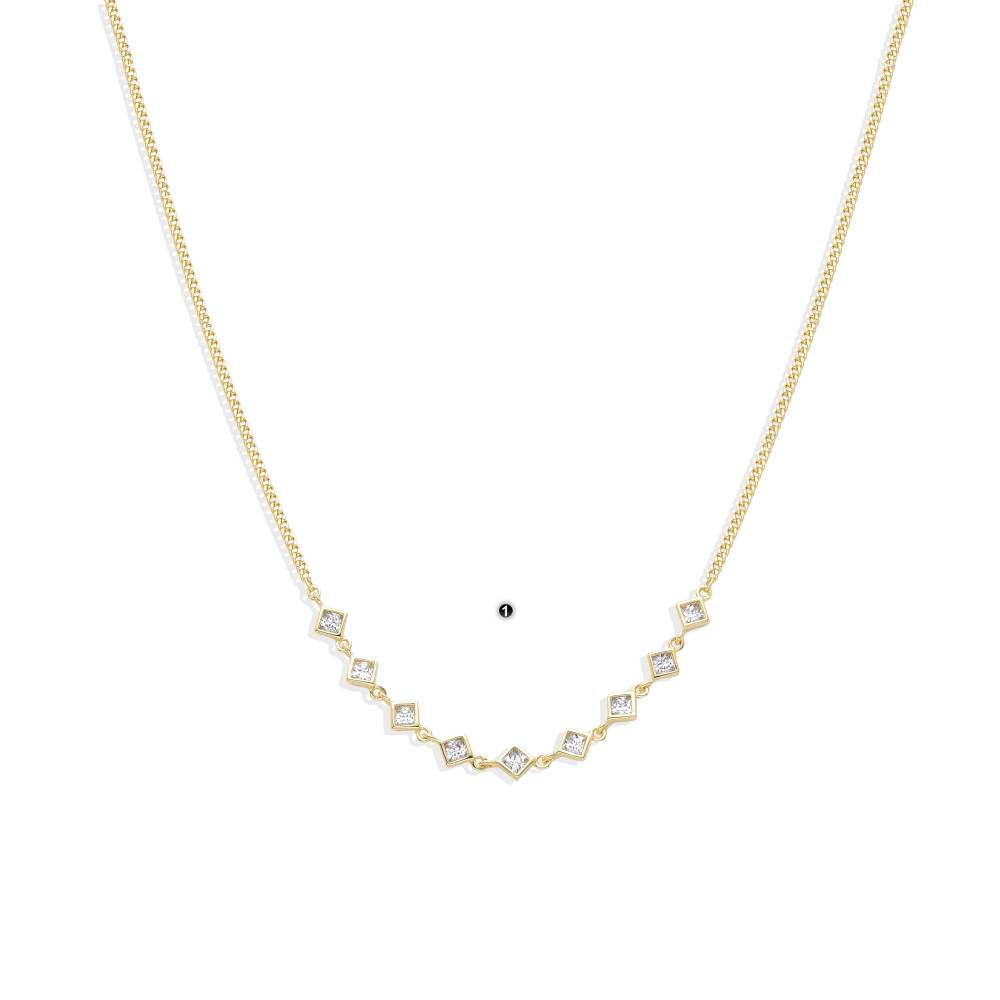 Faceted Zirconia Necklace 18k Gold Plated Sterling Silver-Necklaces-GULI GULI