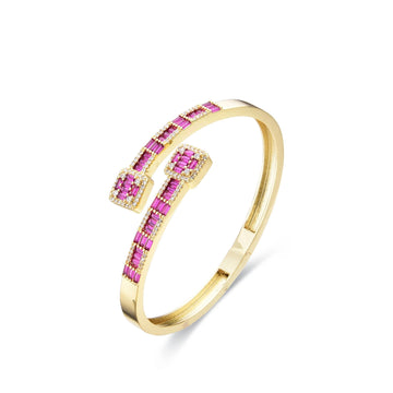 Fuchsia Bangle 18k Gold Fashion with Zircons-Bracelets-LANDCICA