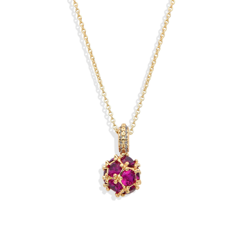 Fuchsia Zircon Pendant Necklace 18k Gold Fashion-Necklaces-LANDCICA