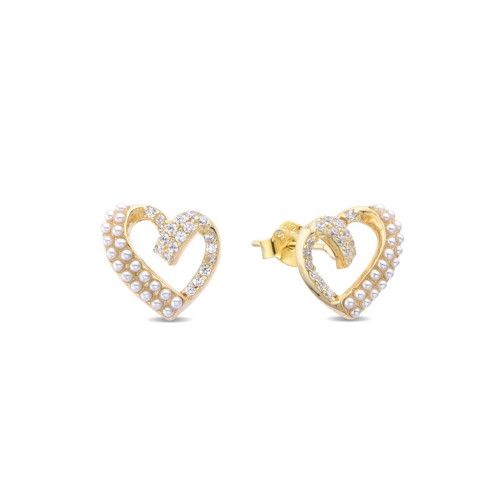 Gift Your Loved One a Heart: Earrings in 925 Sterling Silver with 18k Gold Plating-Earrings-GULI GULI