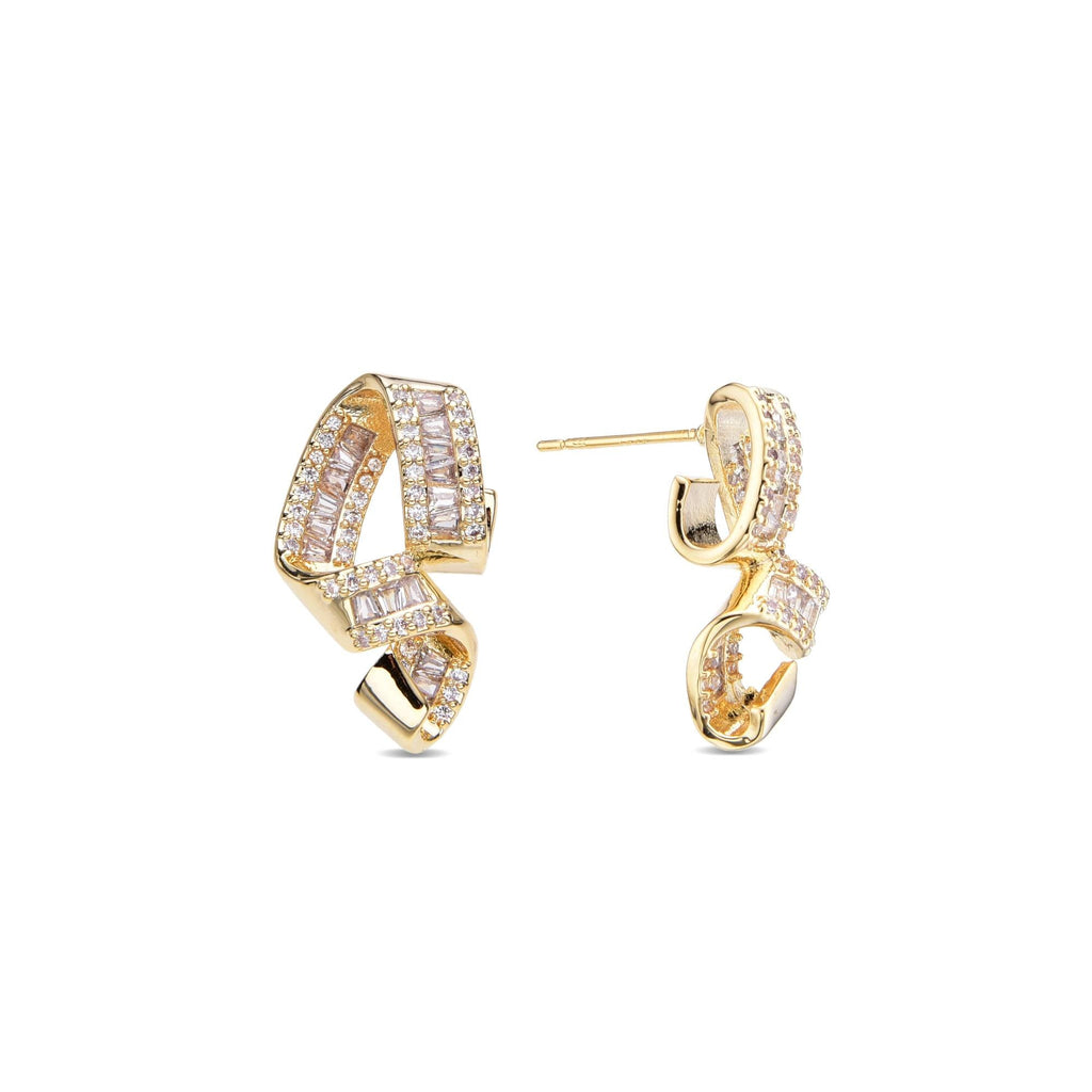 Gold Fashion Earrings with a Modern Design of Curves-Earrings-JUGENG