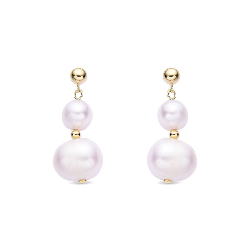 Gold Plated Sterling Silver Dangling Pearl Earrings: Dazzling Beauty-Earrings-GULI GULI