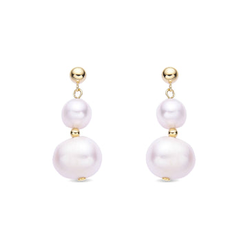 Gold Plated Sterling Silver Dangling Pearl Earrings: Dazzling Beauty-Earrings-GULI GULI