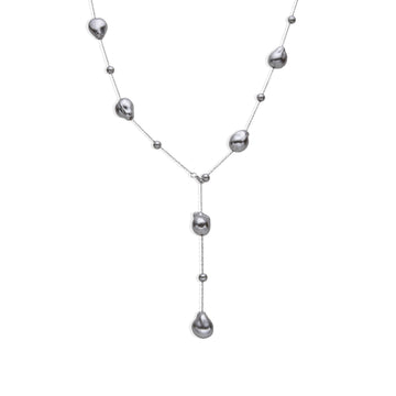 Gray Cultured Pearl Necklace in 925 Silver-Necklaces-GULI GULI