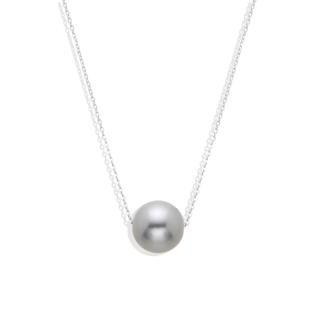 Gray Pearl Necklace in 925 Sterling Silver-Necklaces-GULI GULI