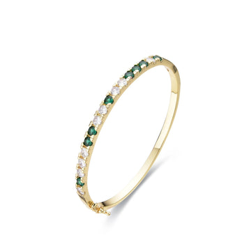 Green Bangle 18k Gold Fashion with Zircons-Bracelets-LANDCICA