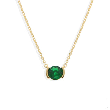 Green Circular Pendant Necklace in 18k Gold Plated 925 Sterling Silver with Zircon-Necklaces-GULI GULI