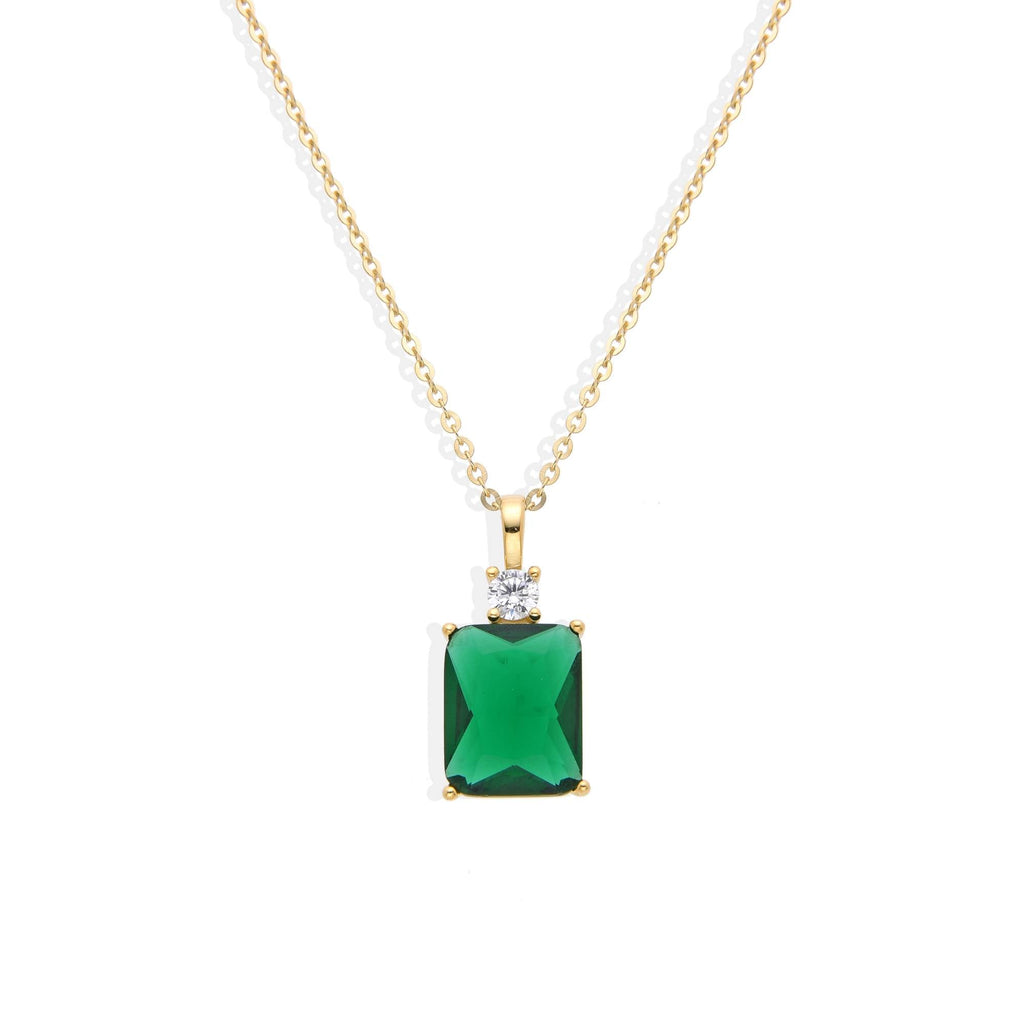 Green Zircon Necklace in 18k Gold Plated 925 Sterling Silver-Necklaces-GULI GULI