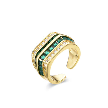 Green Zircons Ring 18k Gold Fashion-Rings-LANDCICA