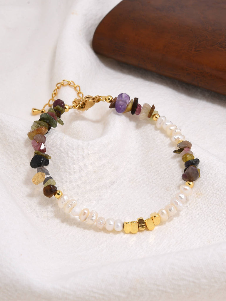 Handmade bracelet with cultured pearls and semi-precious stones-Bracelets-YIWU SHUO QIPEARL