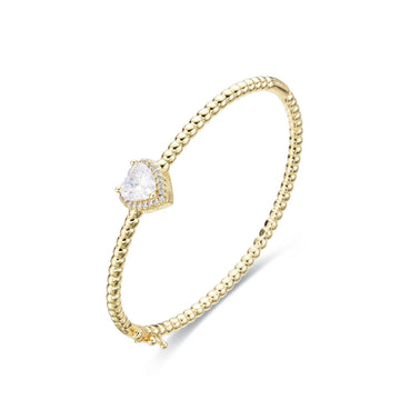 Heart Bracelet in 18k Gold Fashion Clear Zircons-Bracelets-LANDCICA