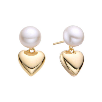 Heart Earrings 18k Gold Plated 925 Sterling Silver with Pearls-Earrings-GULI GULI