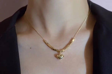 Heart Necklace in 925 Silver with 18k Gold Plated-Necklaces-GULI GULI