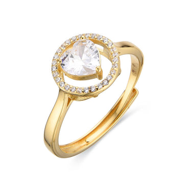 Heart Ring with Zirconia and Micro Zirconia in 925 Silver and 18k Gold Plated-Rings-GULI GULI