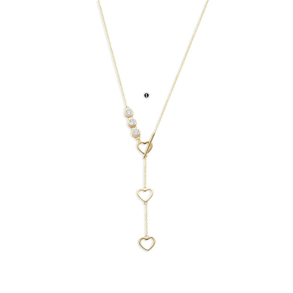 Hearts Pendant Necklace 18k Gold Plated 925 Sterling Silver.-Necklaces-GULI GULI