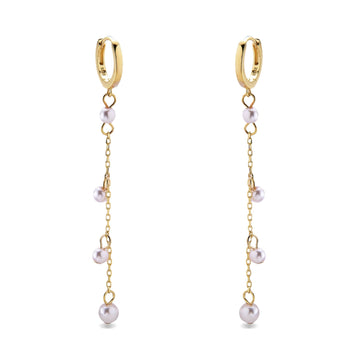 Hoop Earrings with Hanging Pearls in 925 Silver and 18k Gold Plated-Earrings-YIA SILVER