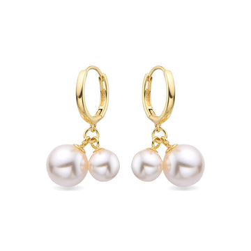 Huggie Earrings in 18k Gold Plated 925 Sterling Silver with Pearls-Earrings-GULI GULI