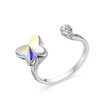 Litmus Butterfly Ring in 925 Sterling Silver with Swarovski-Rings-GULI GULI