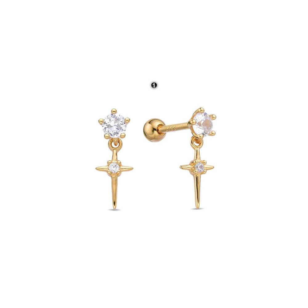 Luxurious Cross-Shaped Earrings 925 Sterling Silver 18k Gold Plating Zircons-Earrings-GULI GULI