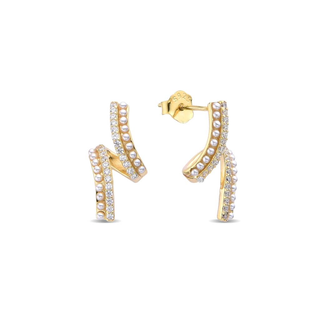 Luxurious and Sparkling Sterling Silver Earrings with 18k Gold Plating-Earrings-GULI GULI