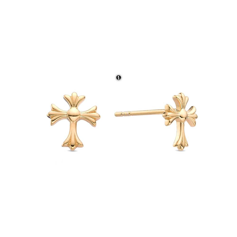 Luxury Cross Shape Earrings Sterling Silver 18k Gold Plated-Earrings-GULI GULI