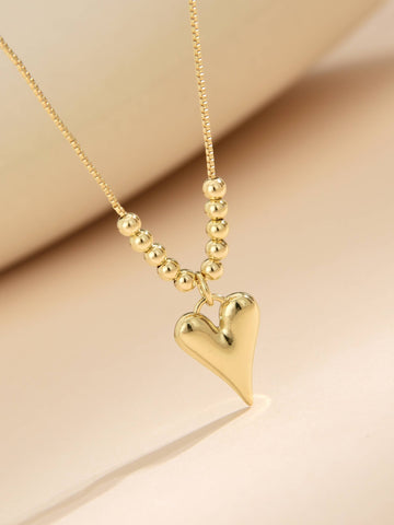 Minimalist 925 Silver Necklace with 18k Gold Plating and Heart Pendant-Necklaces-ZIRCONIA