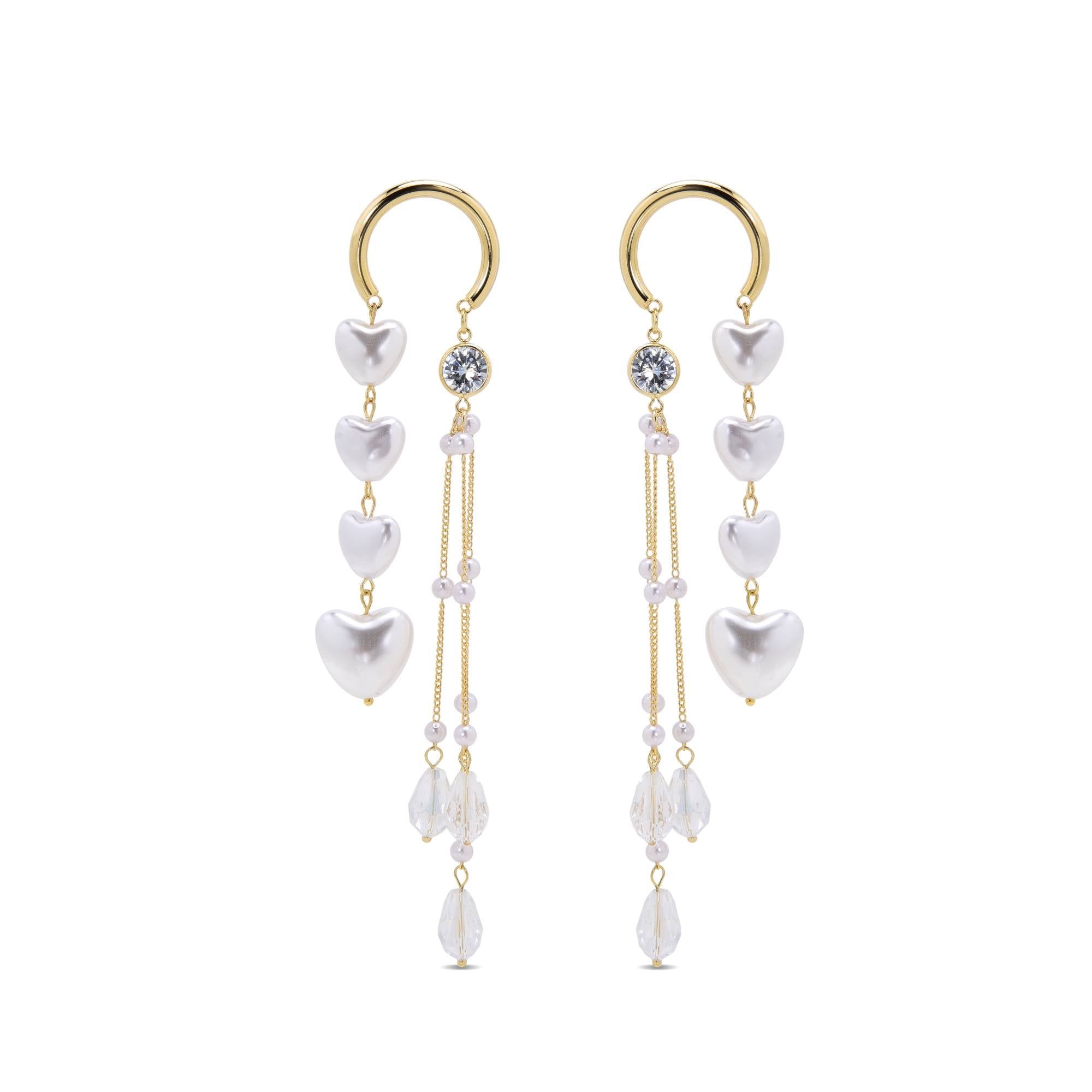 Heart shaped pearl earrings shop