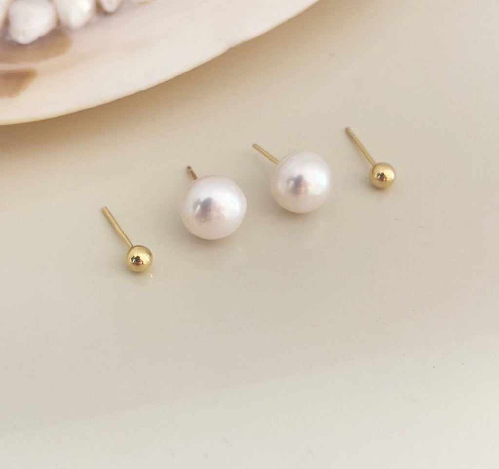 Multi Pearl Earring with Piercing in 925 Silver and 18k Gold Plated-Earrings-GULI GULI