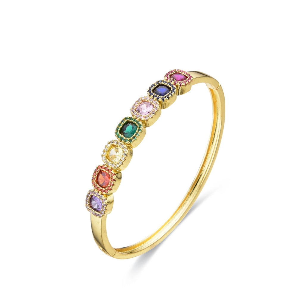 Multicolor 18k Gold Fashion Bracelet with Squared Zircons-Bracelets-LANDCICA