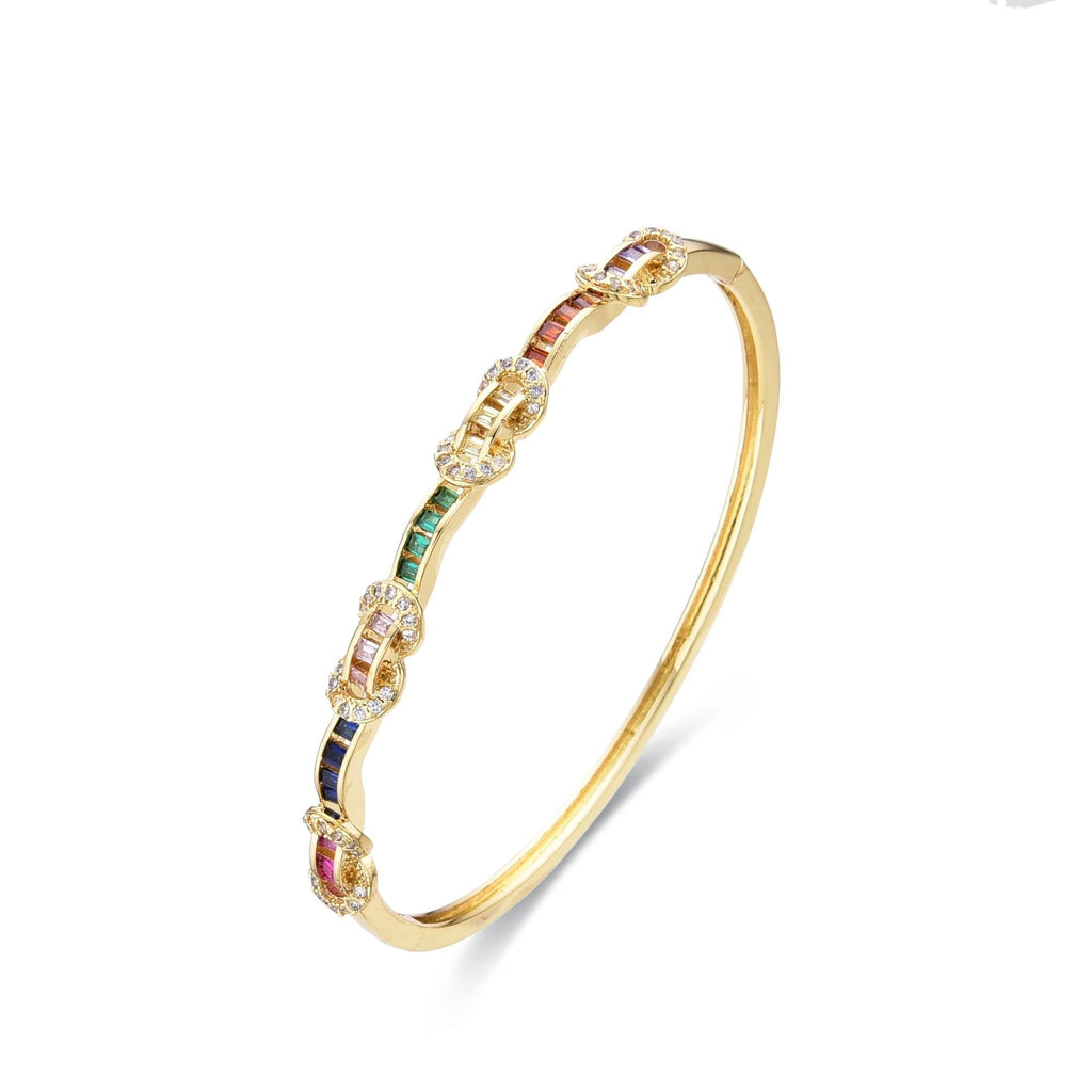 Multicolor Bangle 18k Gold Fashion with Clear Zircons-Bracelets-LANDCICA