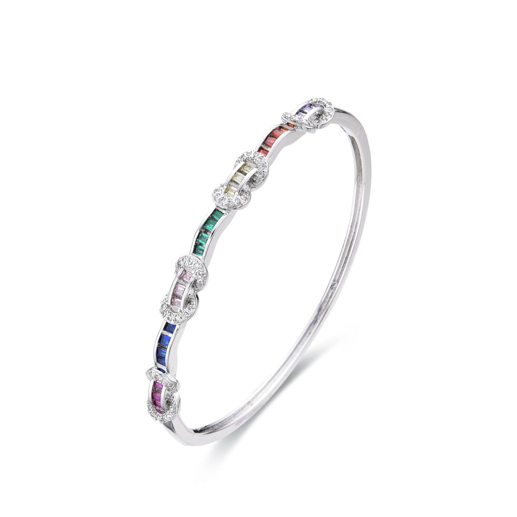 Multicolor Bangle Silver Fashion with Clear Zircons-Bracelets-LANDCICA