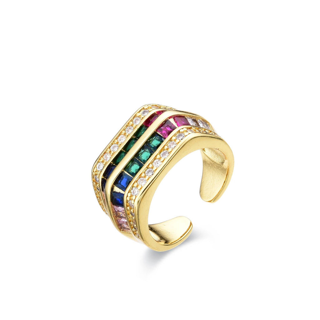 Multicolor Zircons Ring 18k Gold Fashion-Rings-LANDCICA