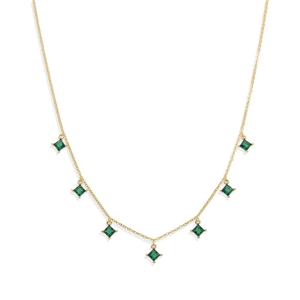 Necklace 18k Gold Plated 925 Sterling Silver with Green Zircons-Necklaces-GULI GULI