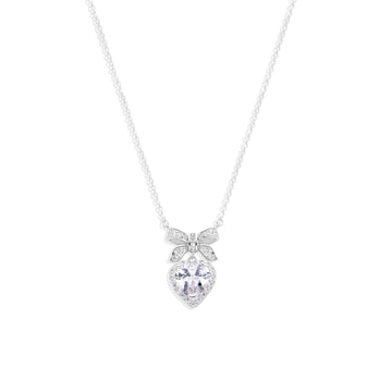 Necklace 925 Sterling Silver with Faceted Zircon Heart Pendant.-Necklaces-GULI GULI