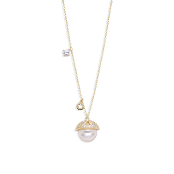 Necklace Captivating Elegance 925 Sterling Silver Perfect Pearl Zircon Accents-Necklaces-GULI GULI