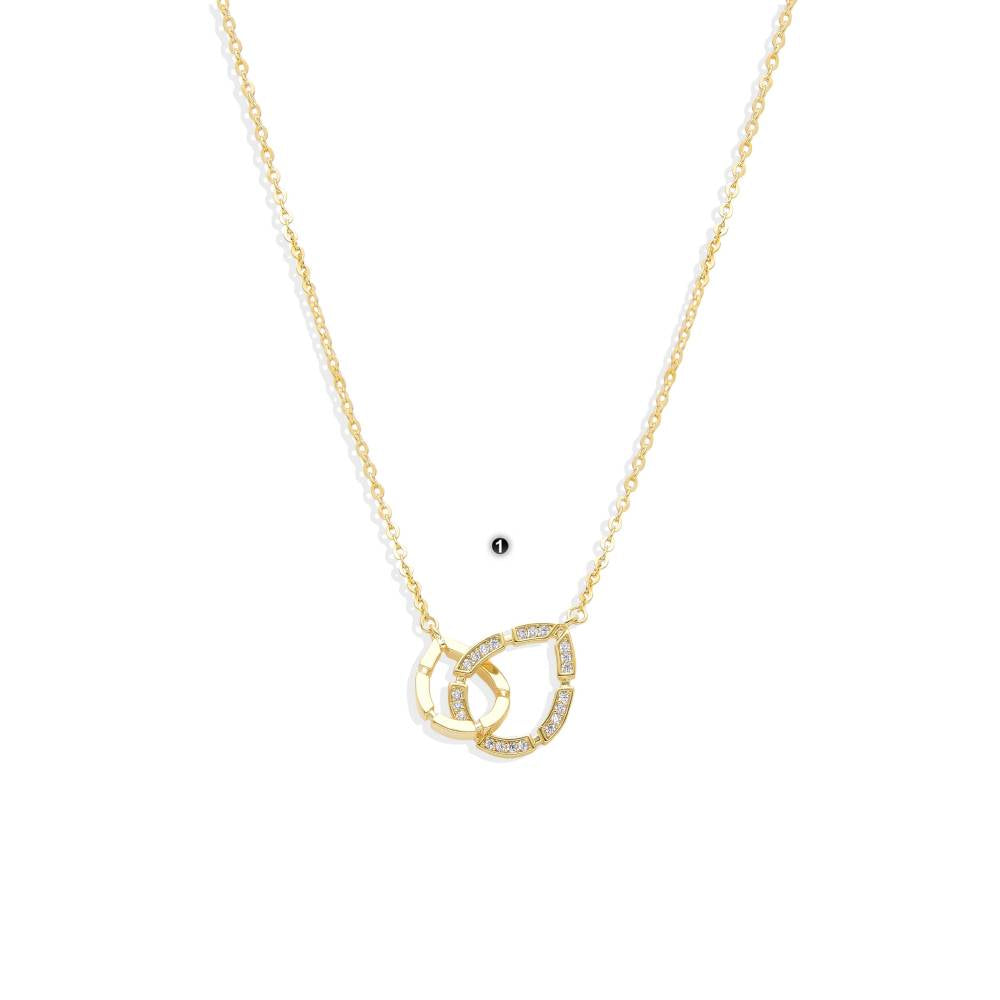 Necklace Intertwined Pendant 18k Gold Plated 925 Sterling Silver and Zircons.-Necklaces-GULI GULI