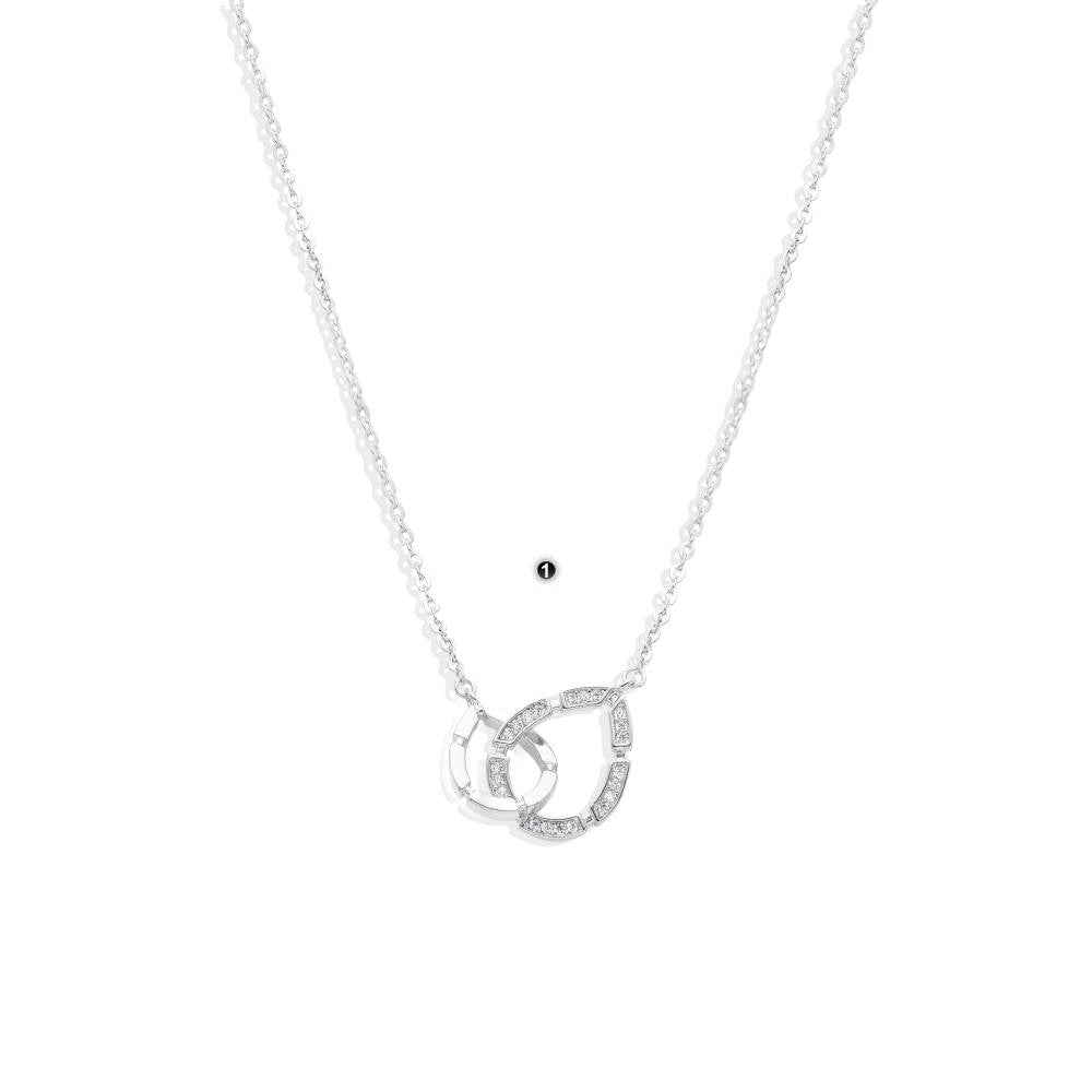 Necklace Intertwined Pendant Sterling Silver Faceted Zircons.-Necklaces-GULI GULI