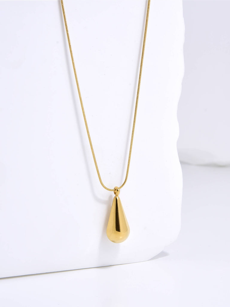 Necklace Made of Cooper and 18k Gold Plating with a Teardrop Pendant-Necklaces-kKT