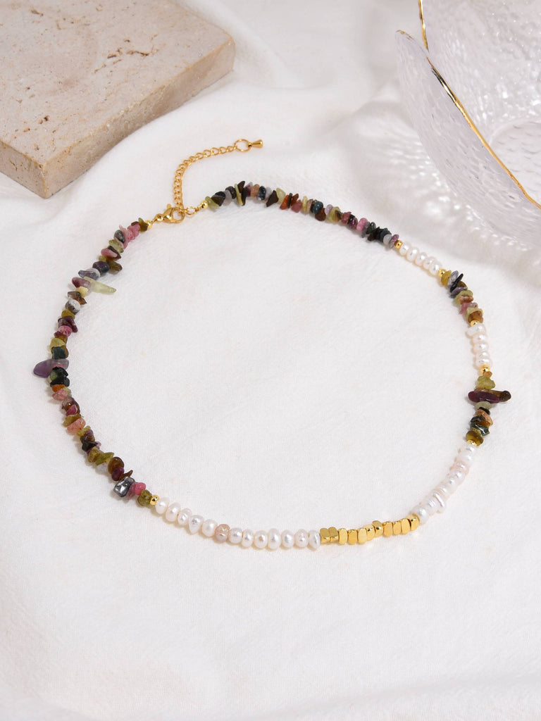 Necklace Made with Semi Precious Stones and Cultured Pearls-Necklaces-YIWU SHUO QIPEARL