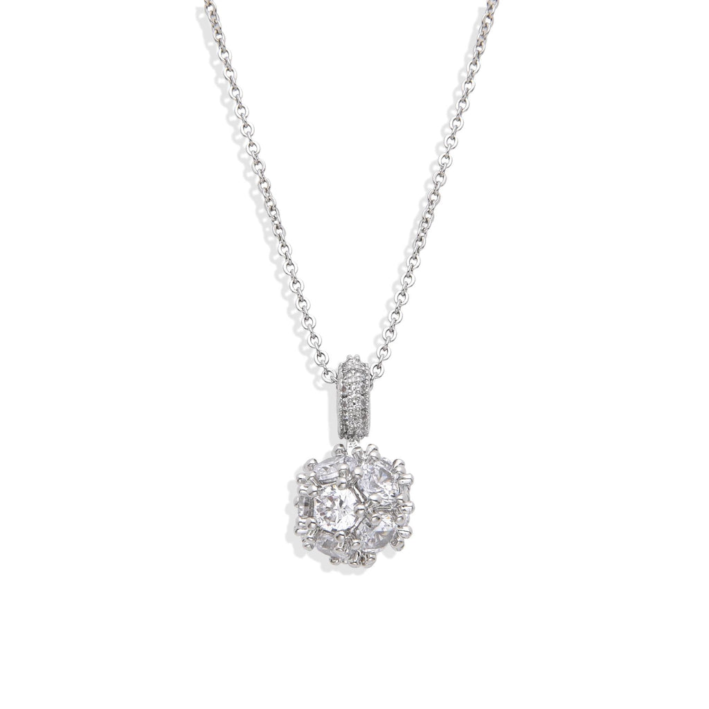 Necklace Silver Fashion with Clear Zirconia Pendant-Necklaces-LANDCICA