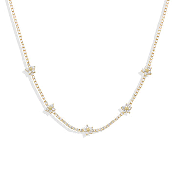 Necklace White Flower in 18k Gold Fashion and Clear Micro Zirconias-Necklaces-LANDCICA