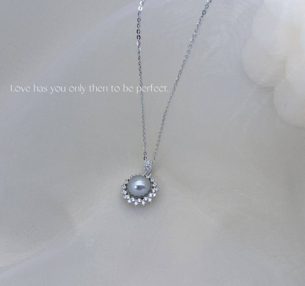 Necklace with Gray Pearl and Zirconia in 925 Silver and 18k Gold Plated-Necklaces-GULI GULI