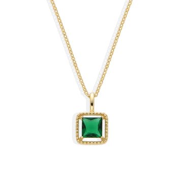 Necklace with Green Zircon in 18k Gold Plated 925 Sterling Silver-Necklaces-GULI GULI