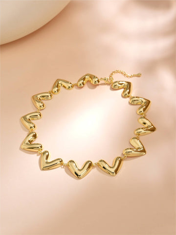 Necklace with Heart Design in Cooper and 18k Gold Plating-Necklaces-ZIRCONIA