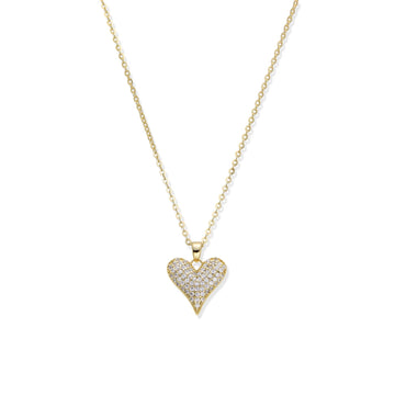 Necklace with Heart Pendant in 925 Silver Zirconia with 18k Gold Plated-Necklaces-YIA SILVER