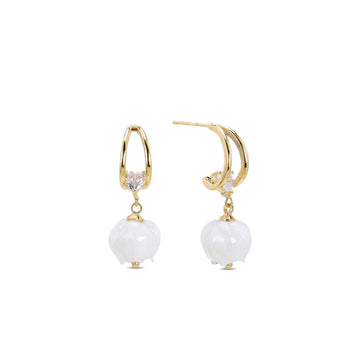 Pearl Drop Earrings in Gold Fashion with Zircons-Earrings-JUGENG