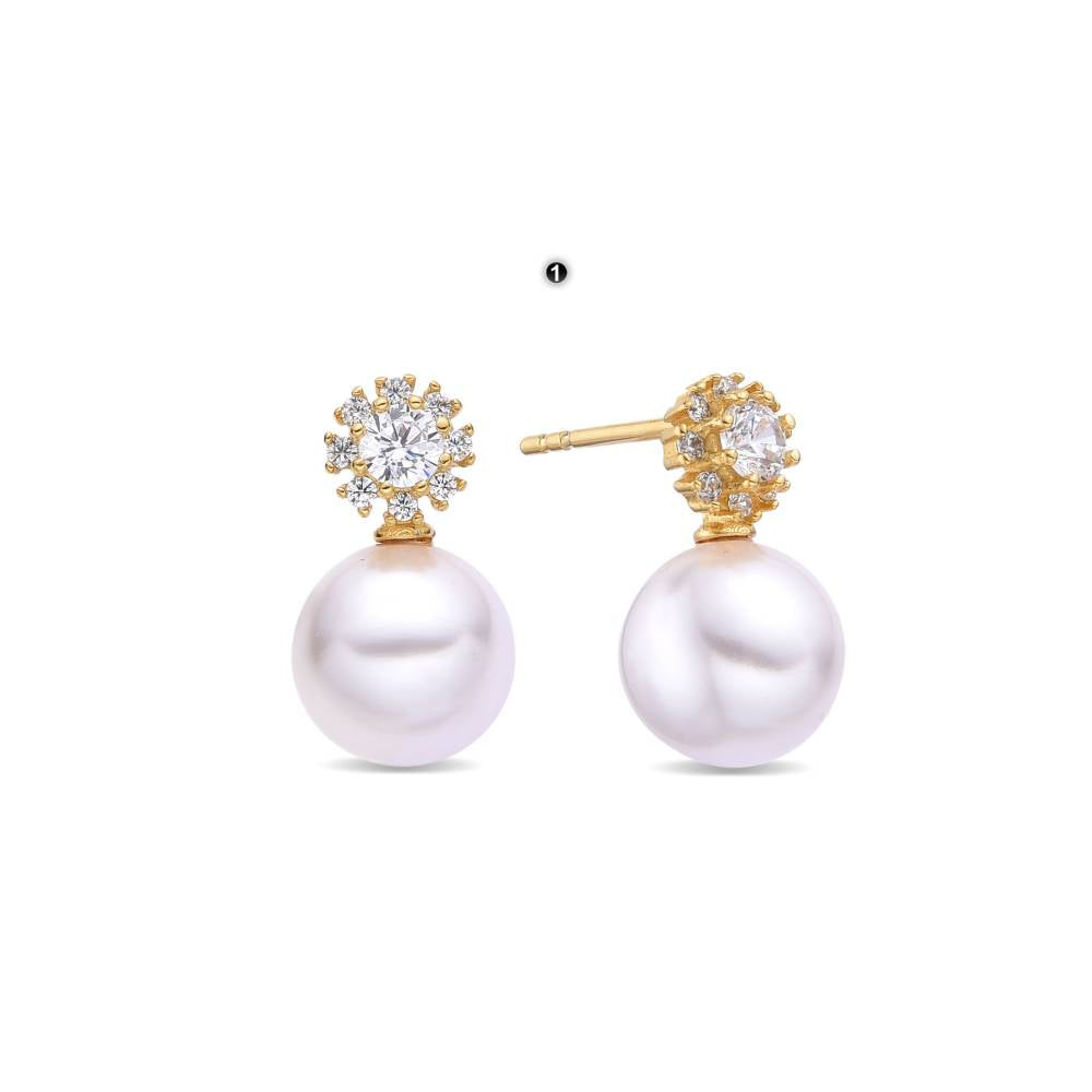 Pearl Earrings 18k Gold-Plated Sterling Silver-Earrings-GULI GULI